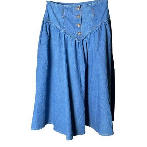 Tickets California Women's Size 16 Vintage Ankle Length Denim Pleated Bell Skirt - Picture 3 of 5